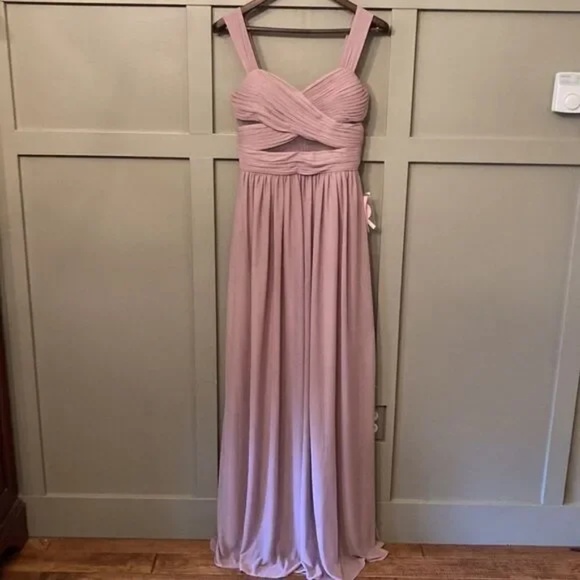 Birdy Grey Elsye Bridesmaid Dress in Mauve Mesh Cutouts Maxi Gown Size Small NWT - Picture 6 of 16